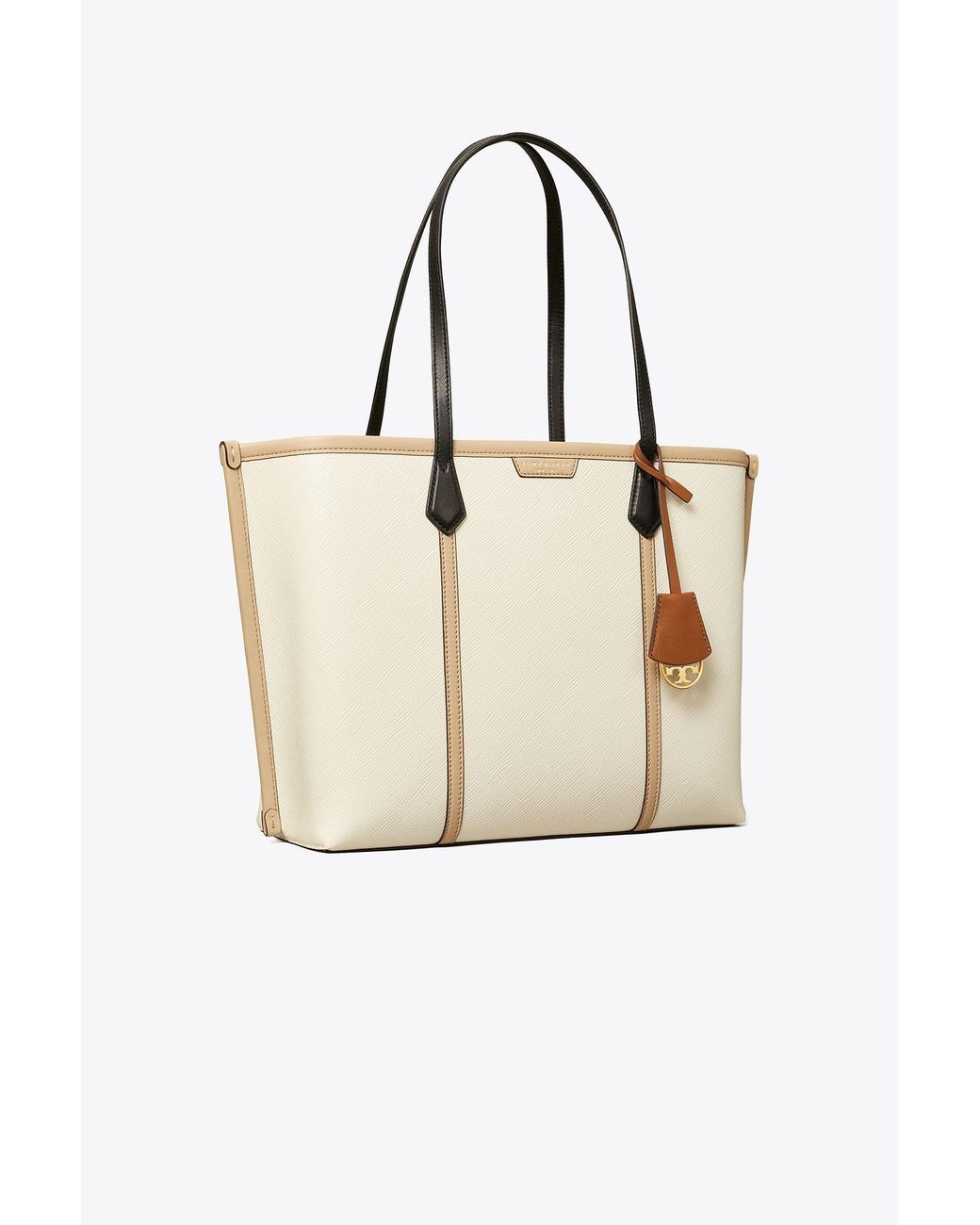 Tory Burch Perry Color-block Triple-compartment Tote Bag in Natural | Lyst