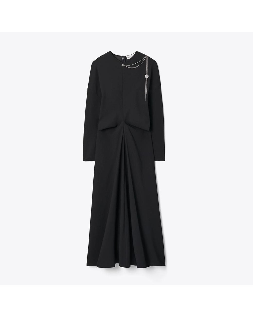 Tory Burch Black Embellished Satin Crepe Dress