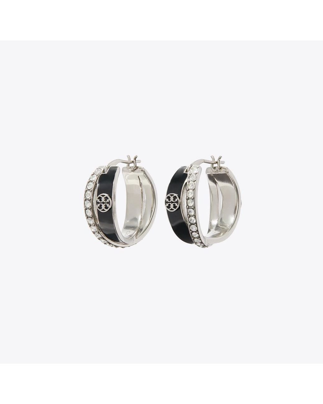 Tory Burch Metallic Icon Enamel Double Hoop Earrings