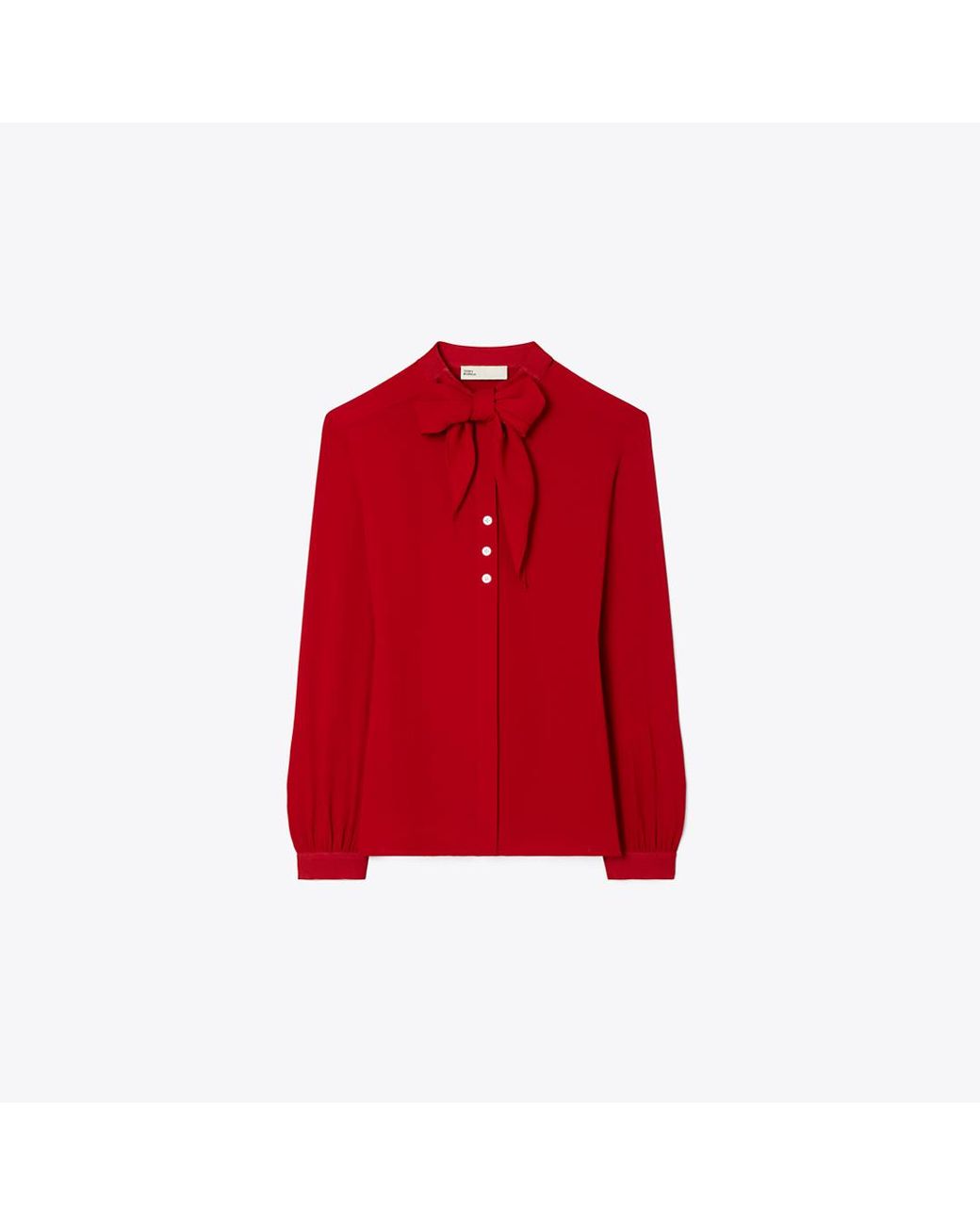 Tory Burch Red Georgette Bow Blouse
