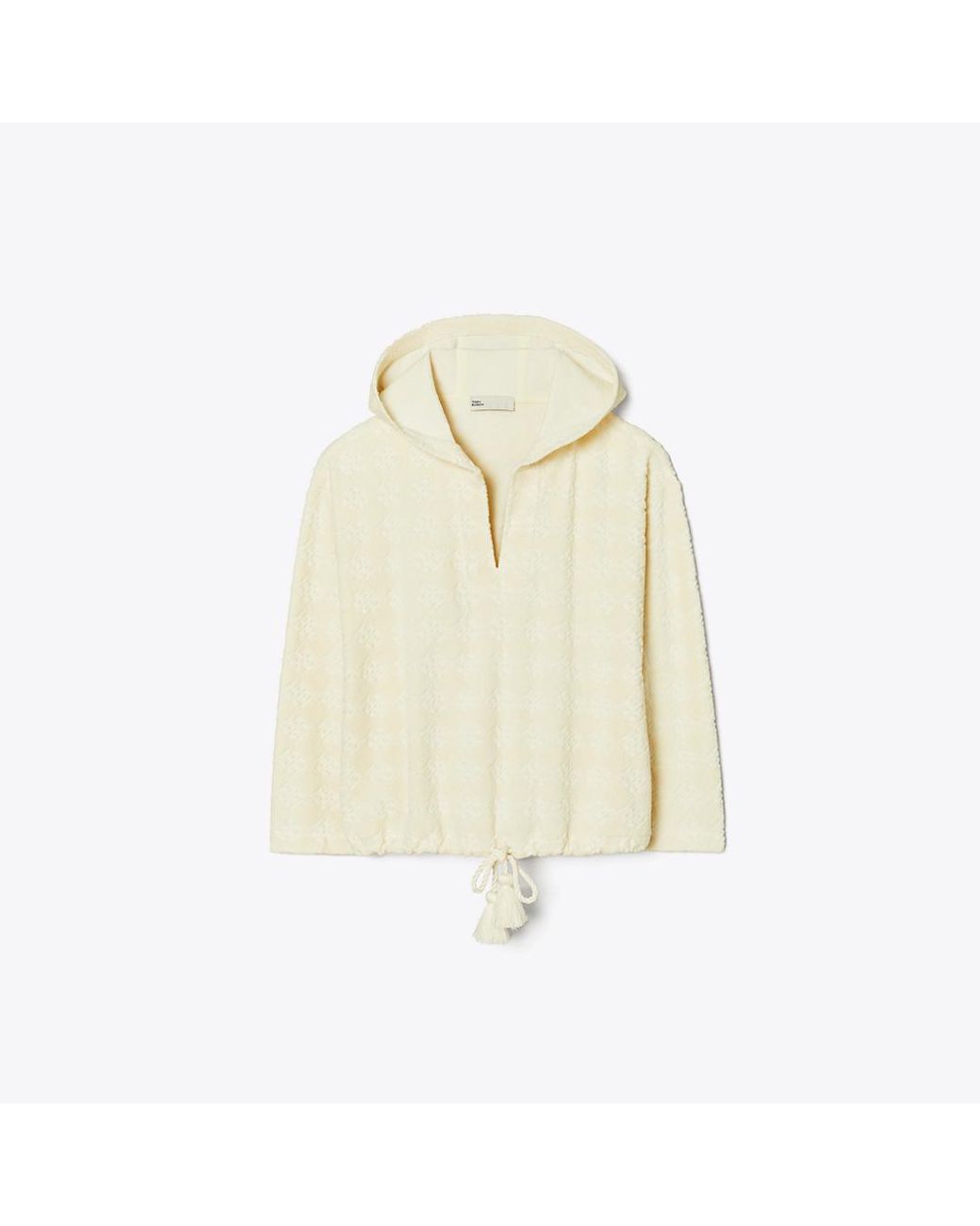 Tory Burch Natural Terry Jacquard Logo Hoodie