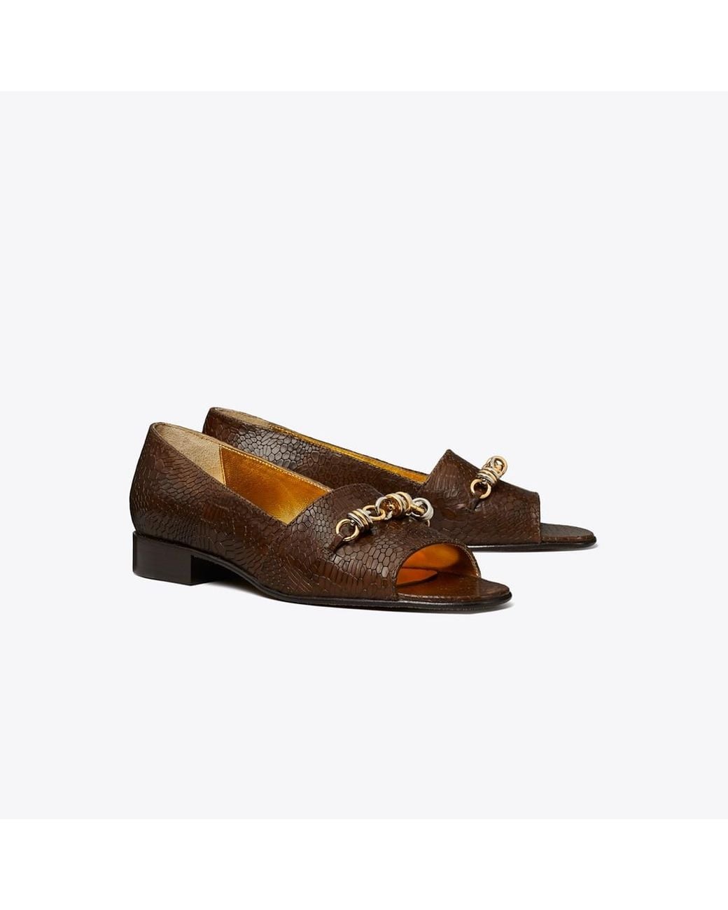 Tory Burch Brown Runway Chain Peep-Toe