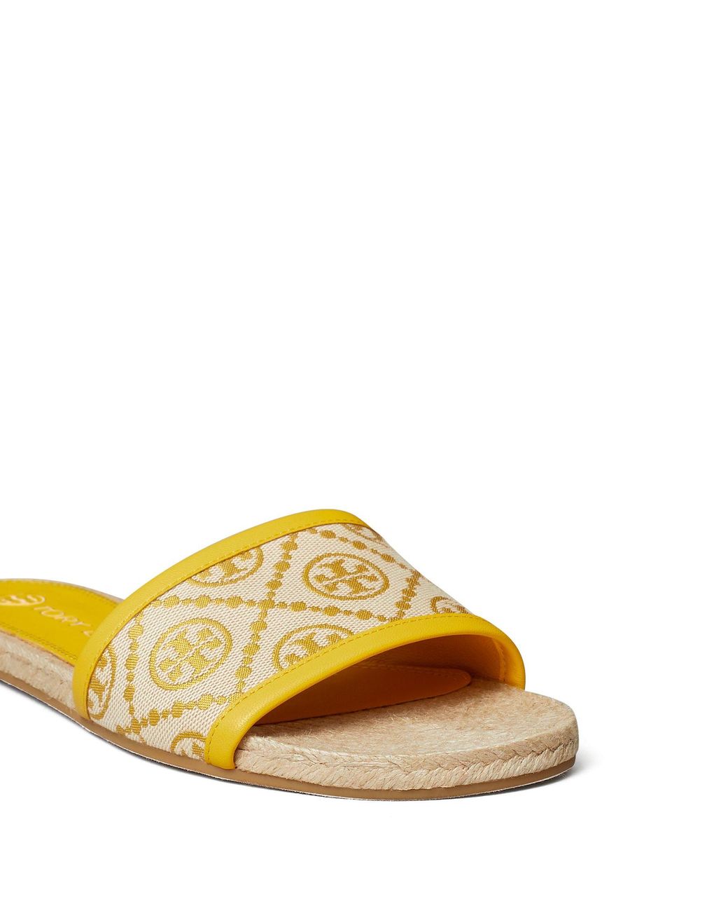 Tory Burch T Monogram Espadrille Slides in Yellow Lyst