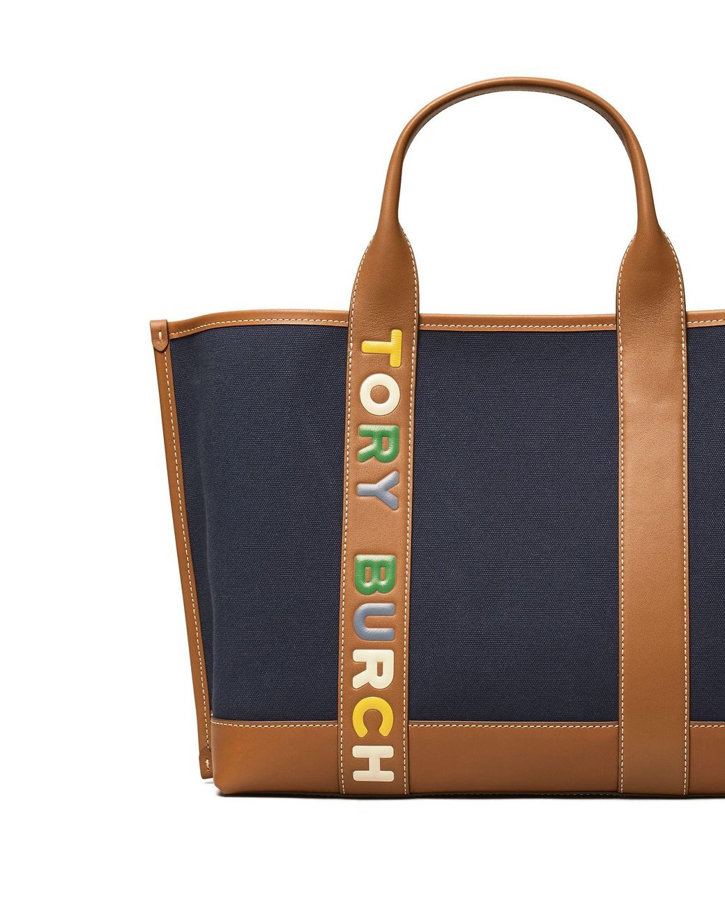 Tory Burch Perry Multi-stripe Triple-compartment Tote in Green