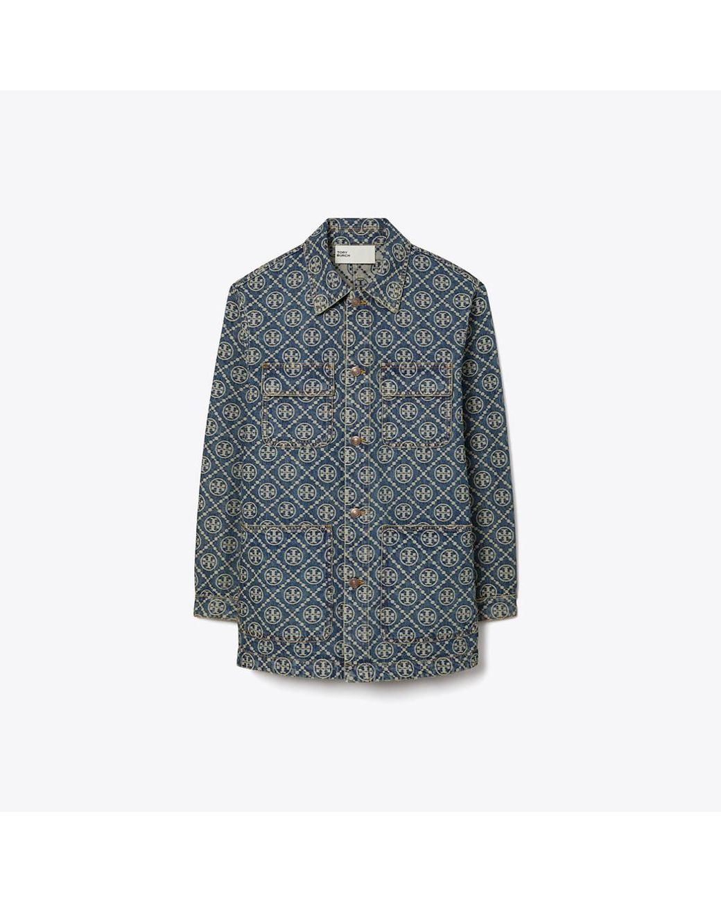 Tory Burch Gray Denim Cargo Barn Jacket