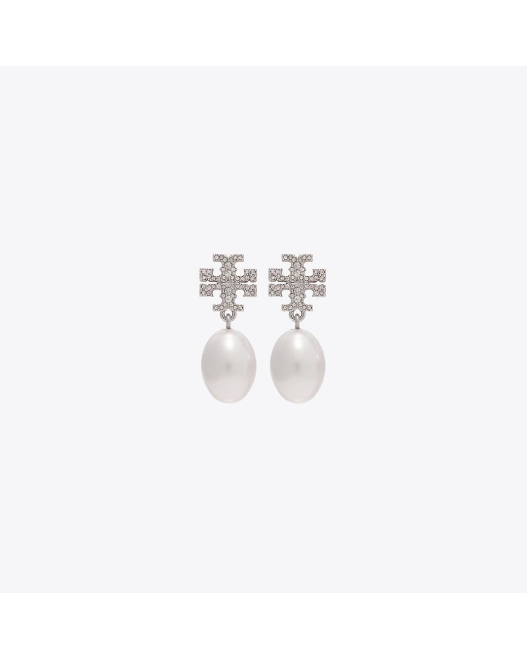 Tory Burch White Moondance Pearl And Pavé Drop Earring