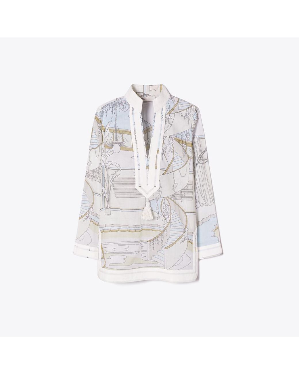 Tory Burch White Printed Tory Tunic