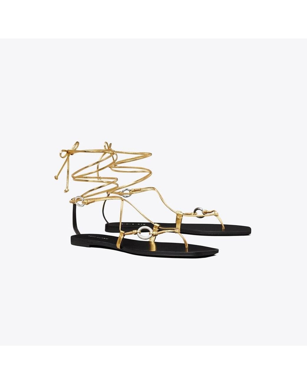 Tory Burch White Linked Lace-Up Sandal