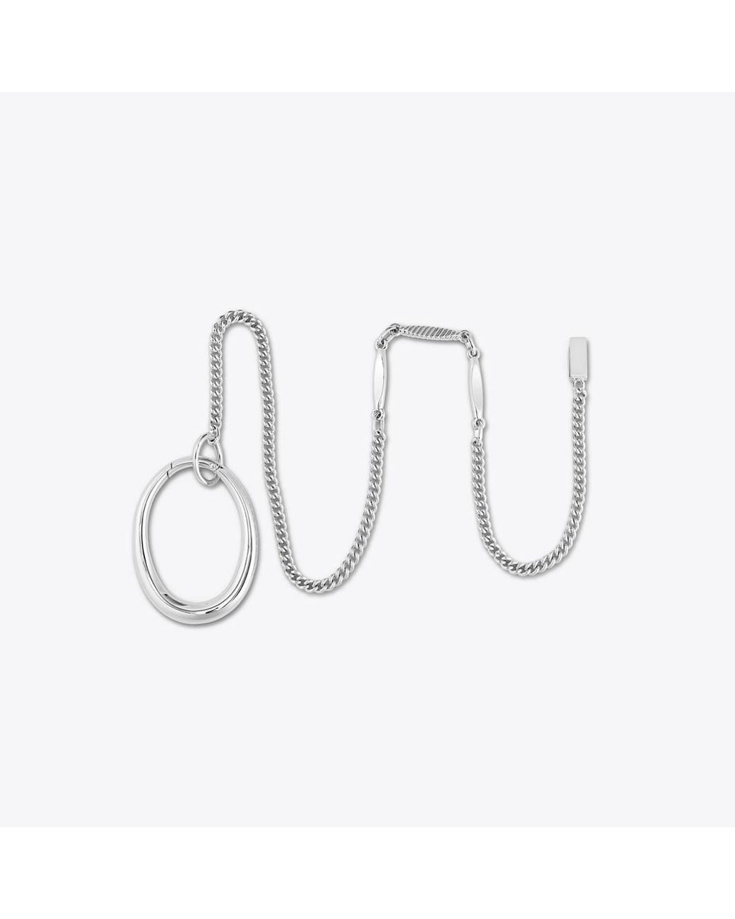 Tory Burch White Pierced Ring With Chain