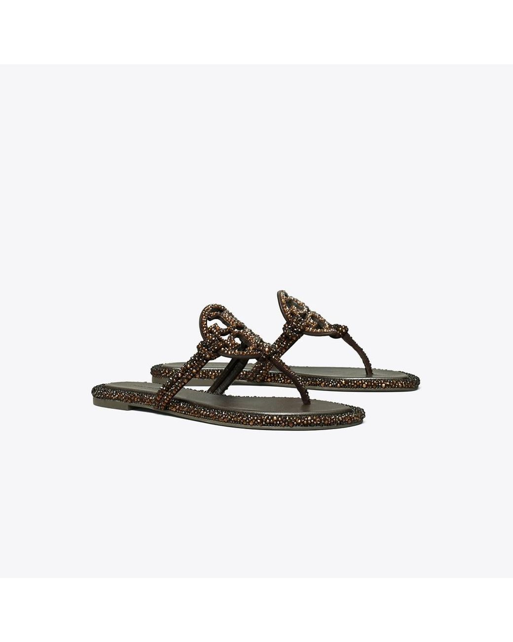 Tory Burch Brown Miller Crystal Knotted Sandal
