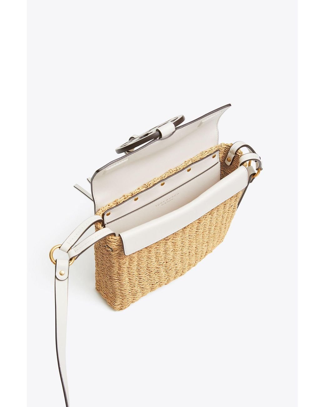 Tory Burch Miller Straw Crossbody | Lyst