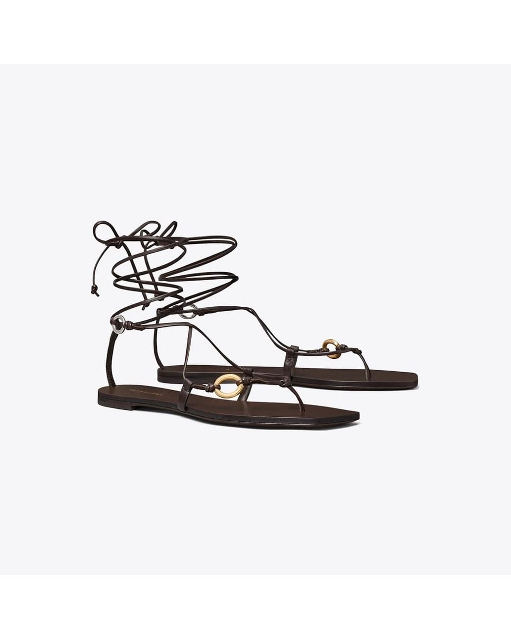Tory Burch White Linked Lace-Up Sandal