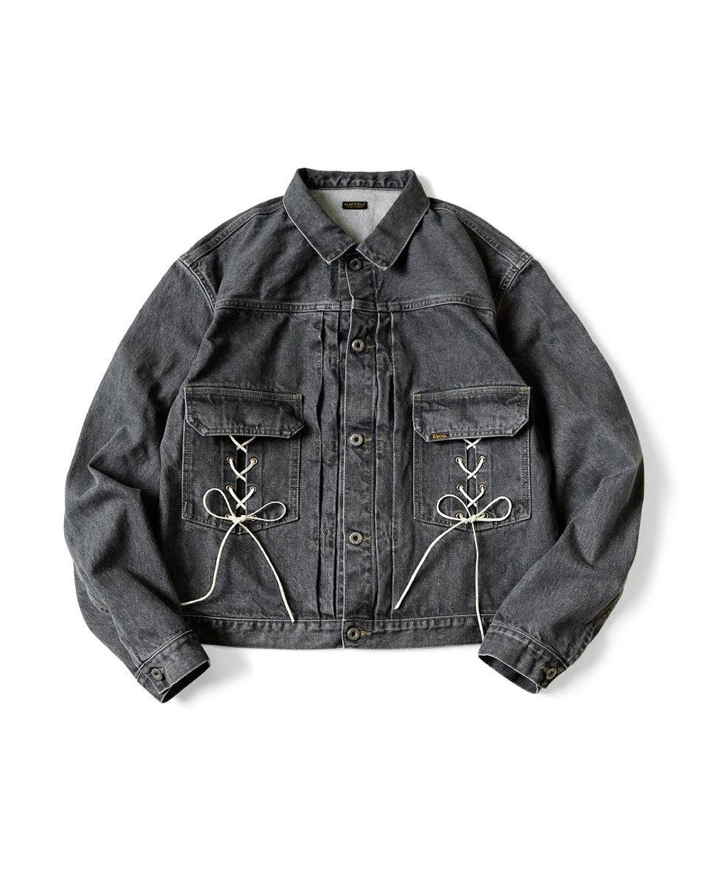 Kapital 14oz Black Denim Lace-up 2nd Jacket in Gray for Men | Lyst