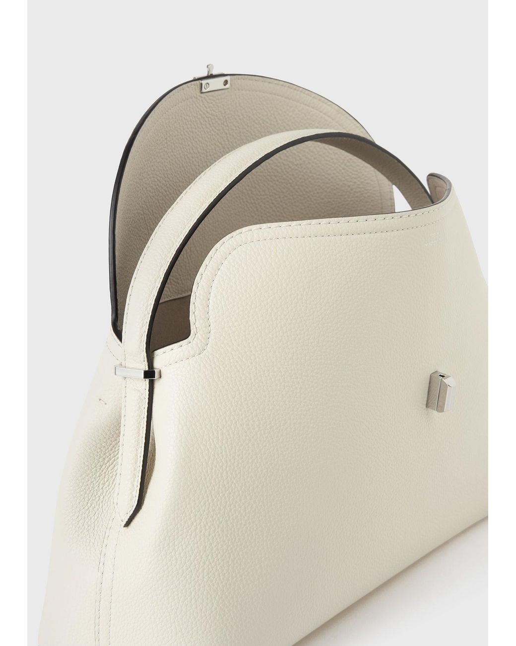 Totême Natural T-Lock Grained-Leather Top Handle Milk