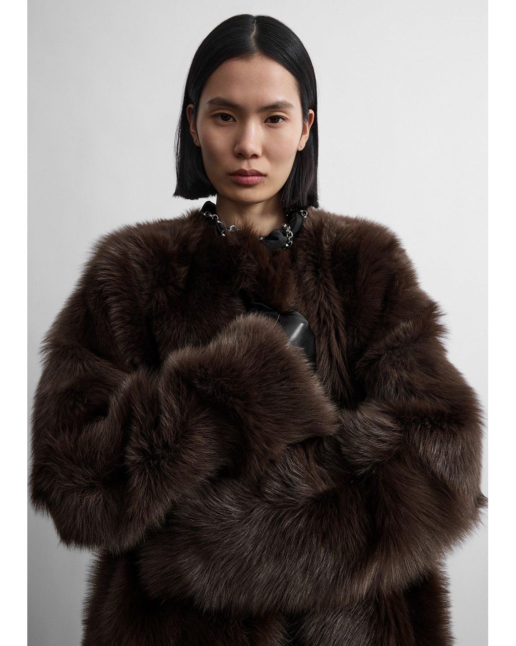 Totême Black Silky Shearling Coat