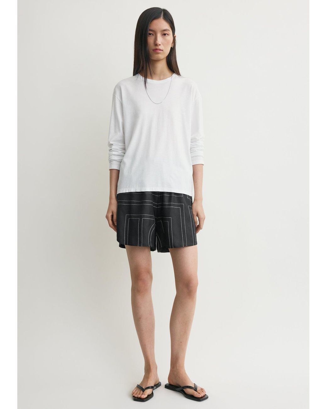 Totême White Monogram Silk Pj Shorts