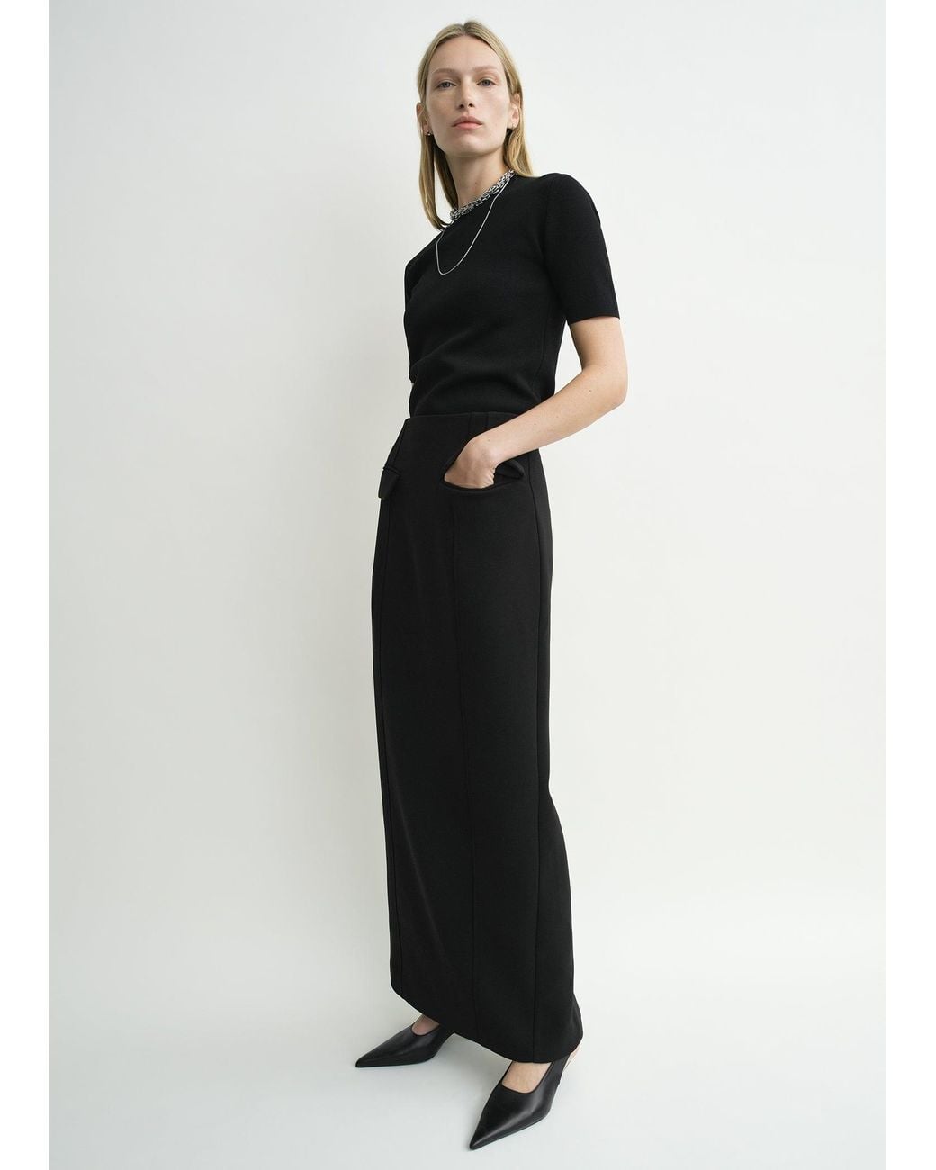 Totême Black Pocket Suit Skirt