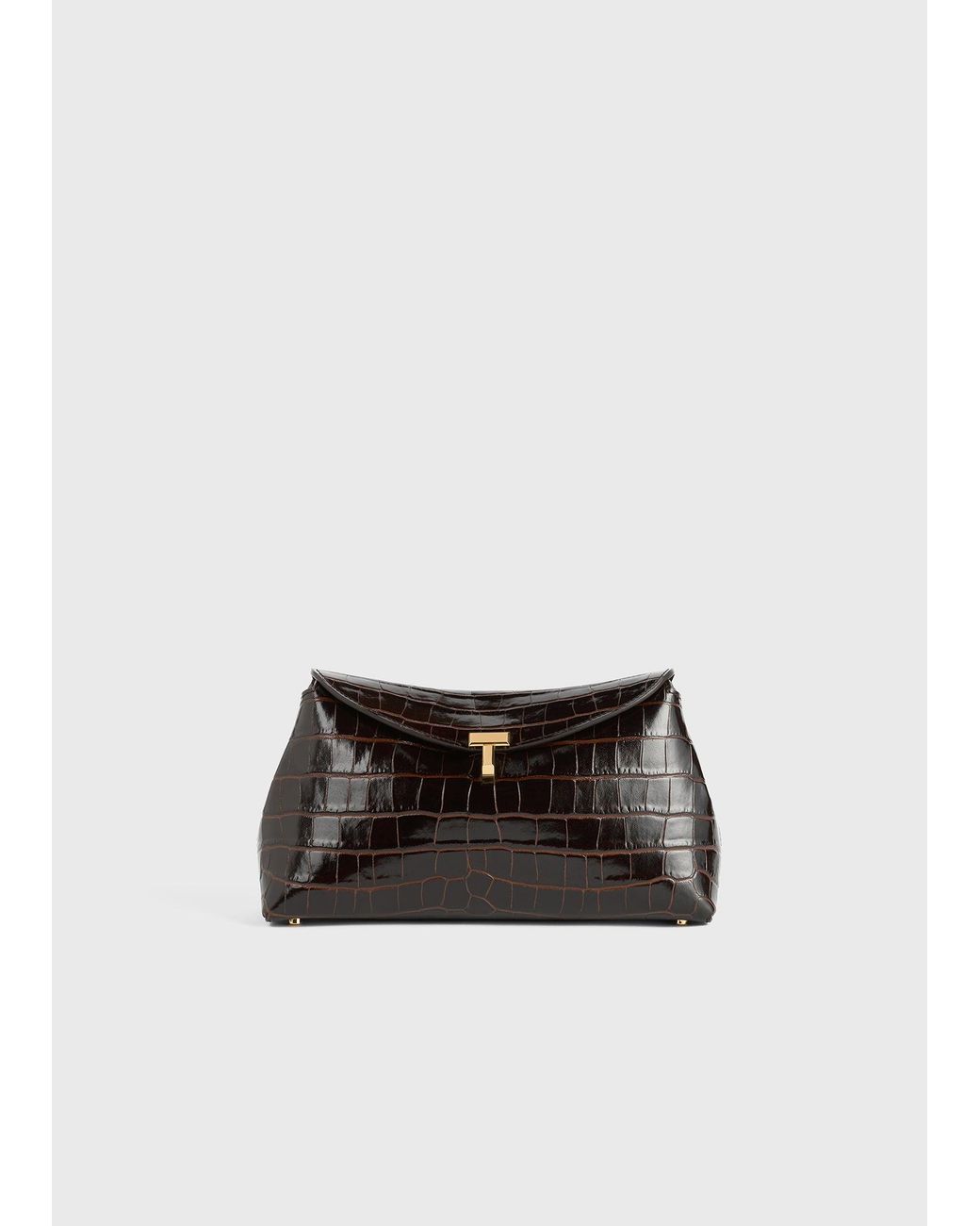 Totême  White T-Lock Croco-Embossed Clutch