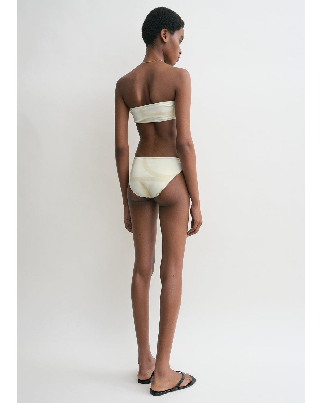 Totême White Monogram Strapless Bikini Top
