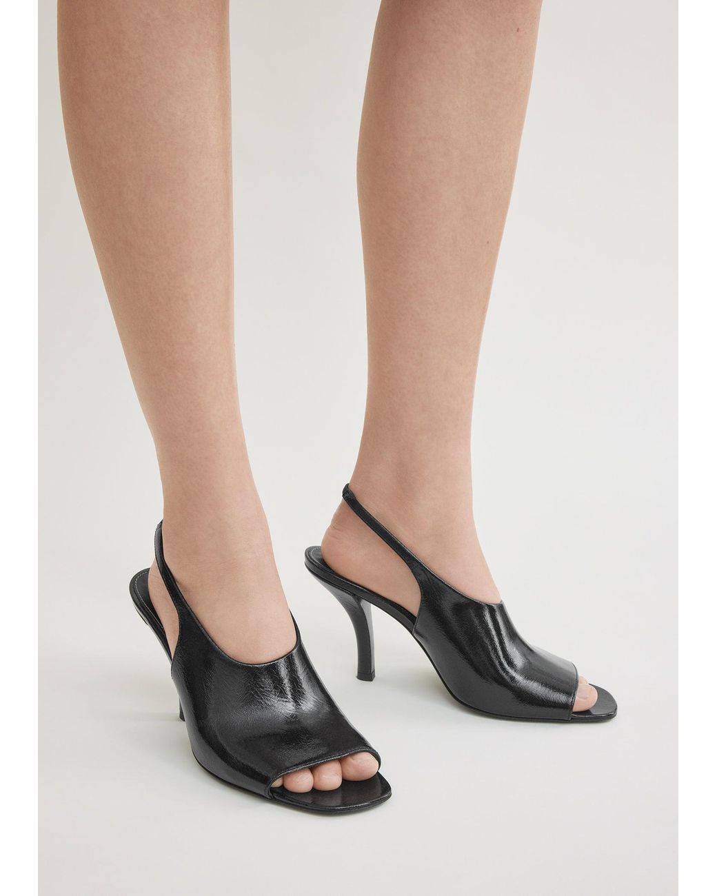 Totême Black Contour Naplack Slingbacks