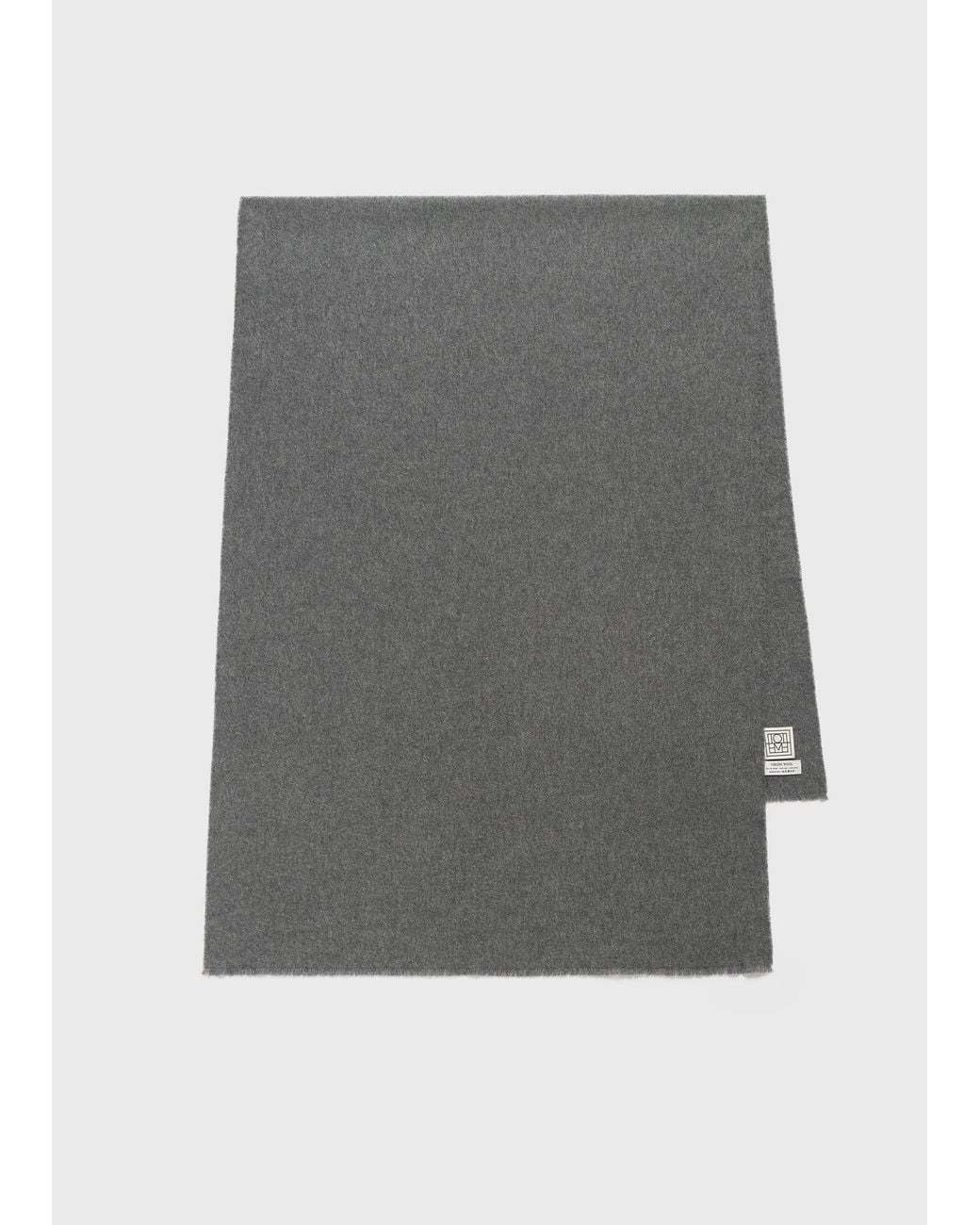 Totême Gray Wide Classic Wool Scarf Mid