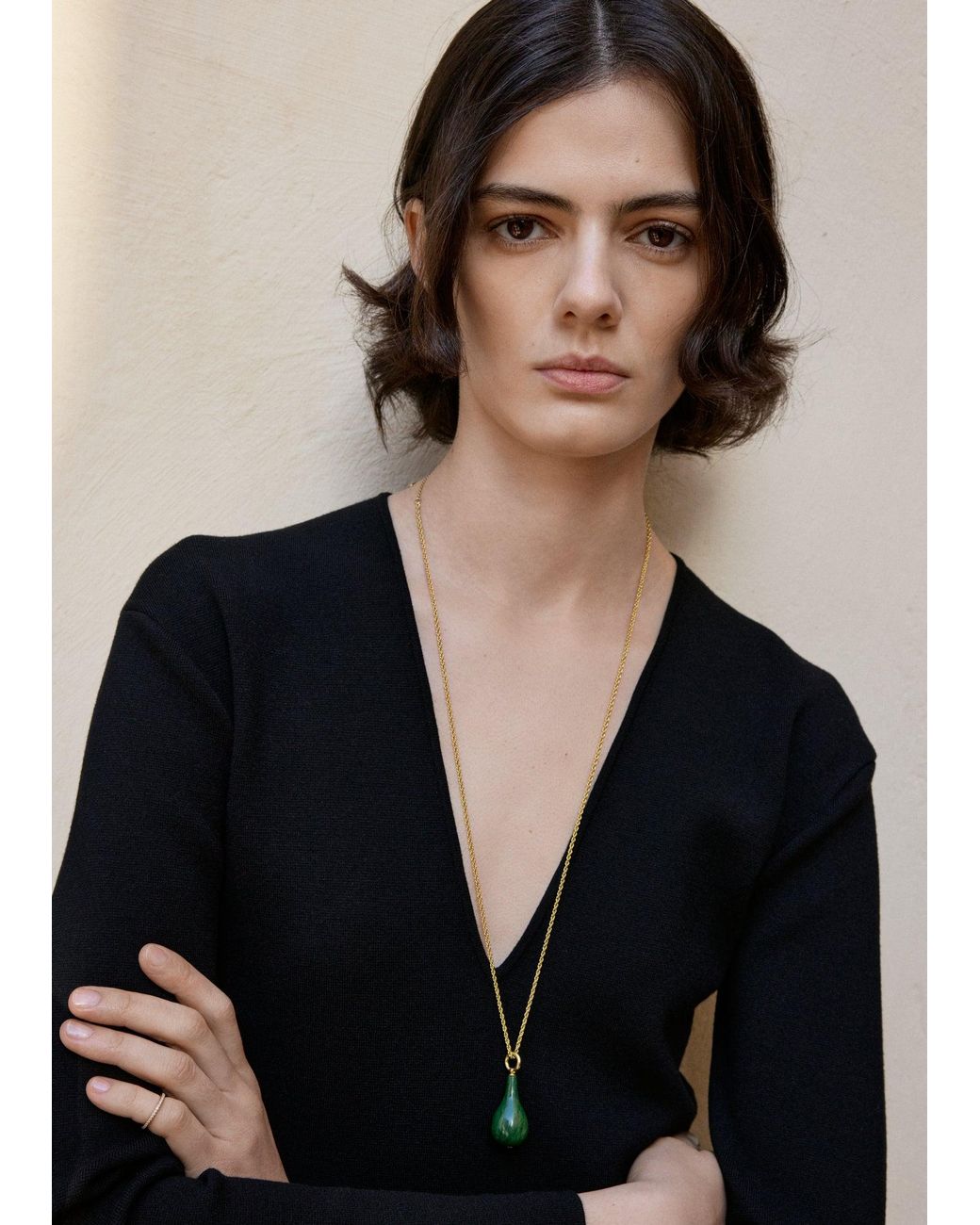 Totême White Medium Jade Drop Necklace Dark