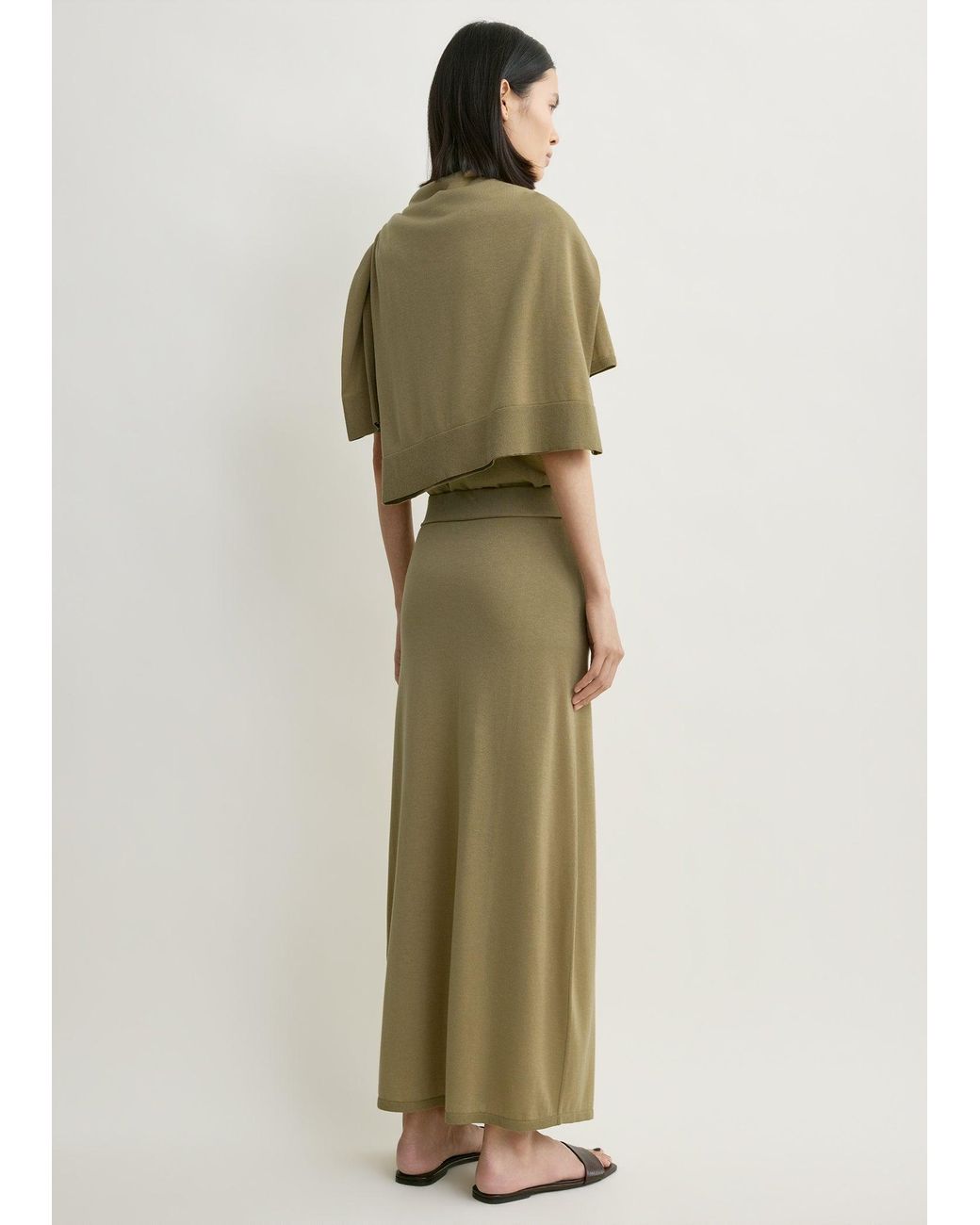 Totême Green Long Knit Skirt