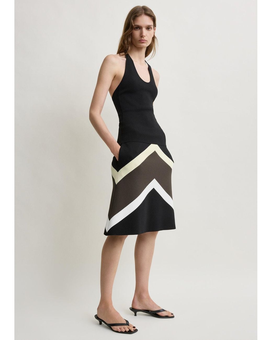Totême White Chevron Stripe Skirt