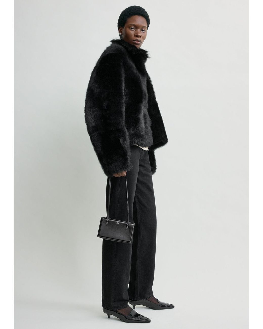 Totême Black Silky Shearling Jacket