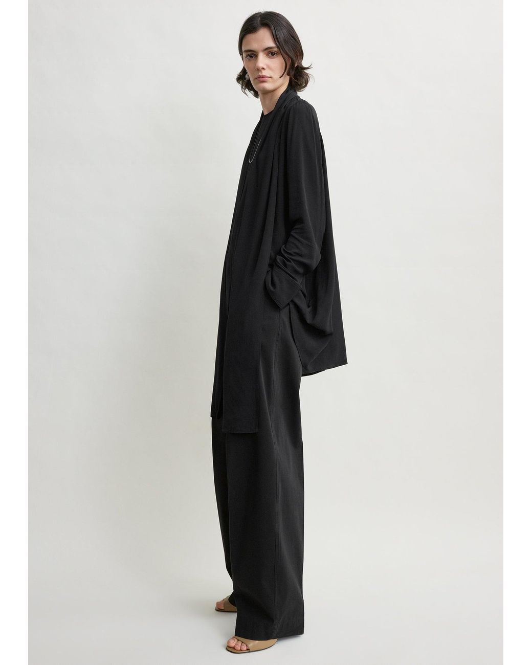 Totême Black Draped Scarf Blouse