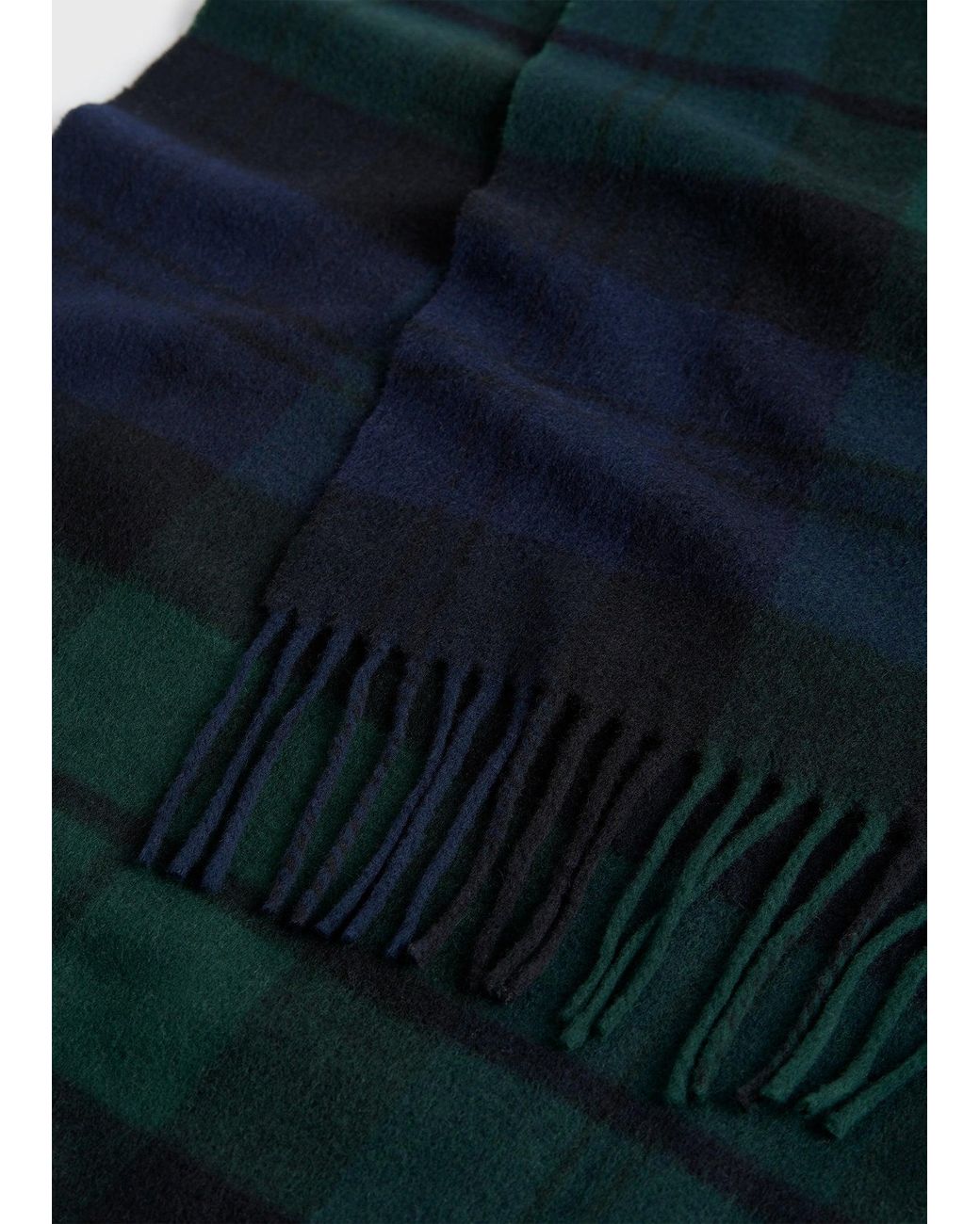 Totême Black Checked Cashmere Scarf Midnight