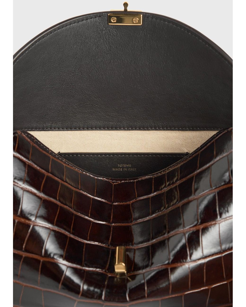Totême  White T-Lock Croco-Embossed Clutch
