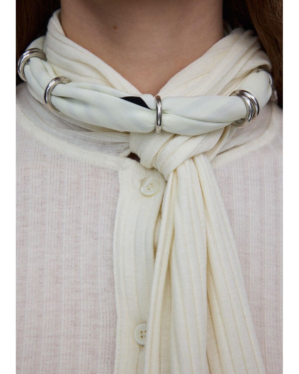 Totême  White Fine Silk Scarf Collar
