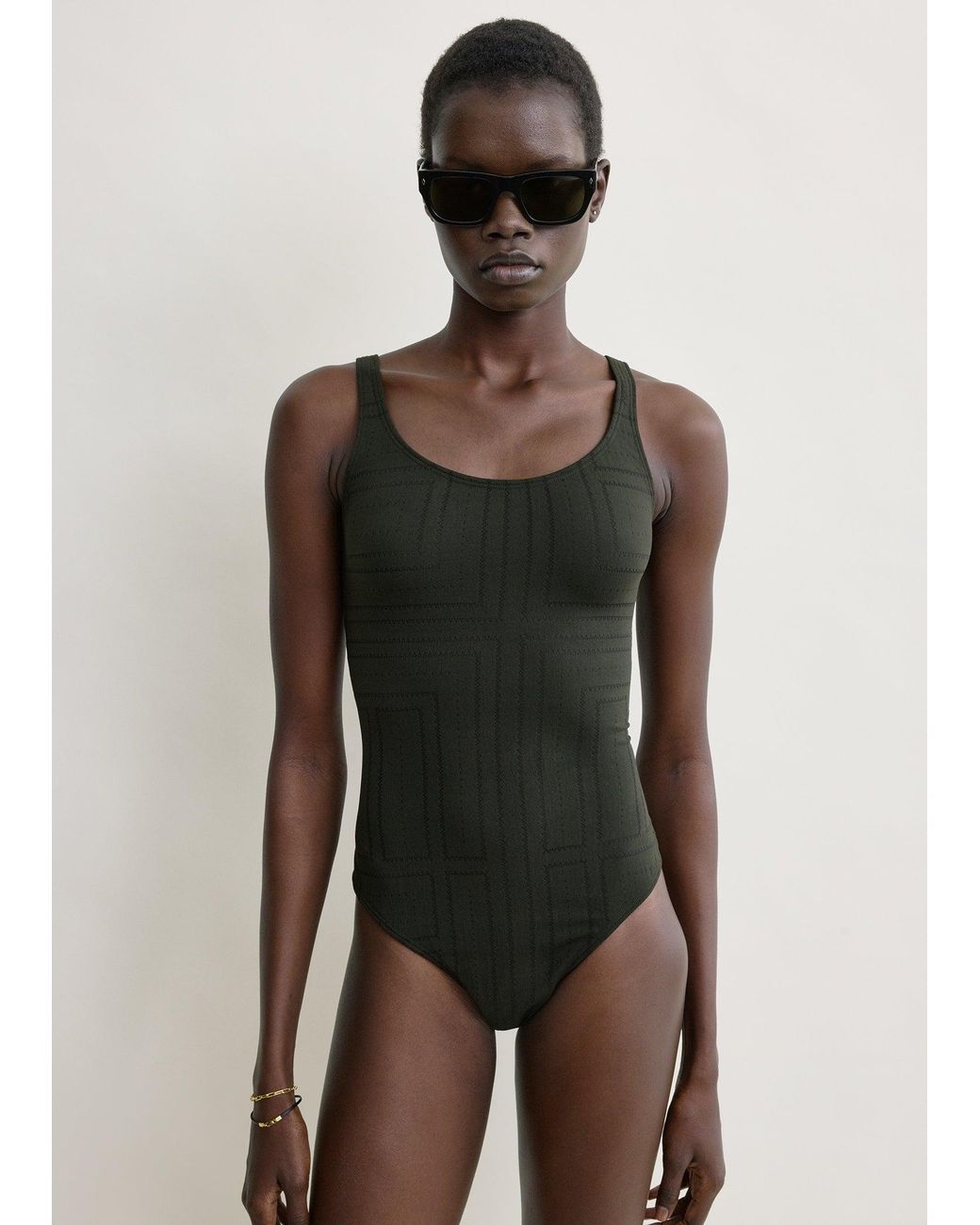 Totême Natural Monogram Pointelle Swimsuit