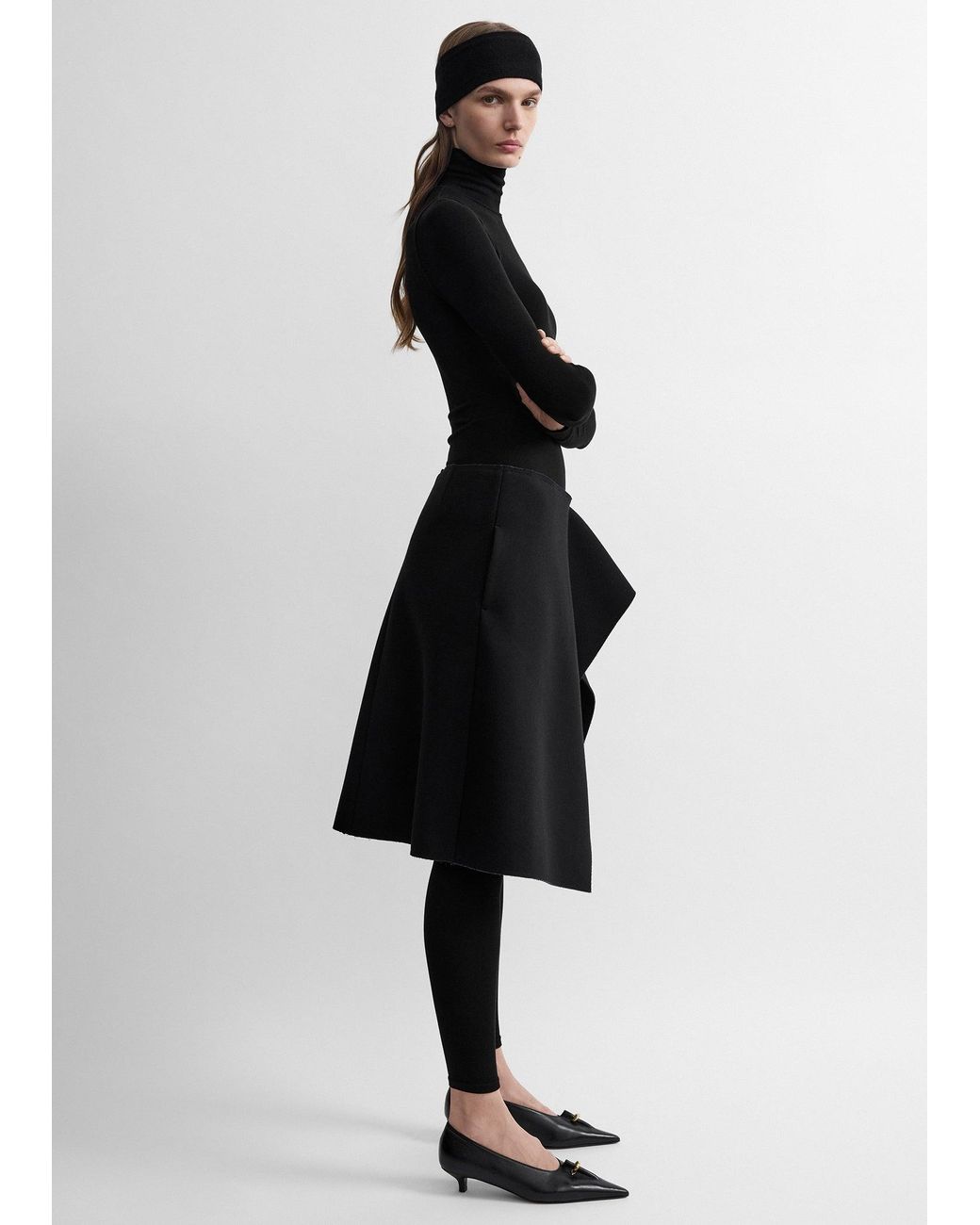 Totême Black Slit Scuba Skirt