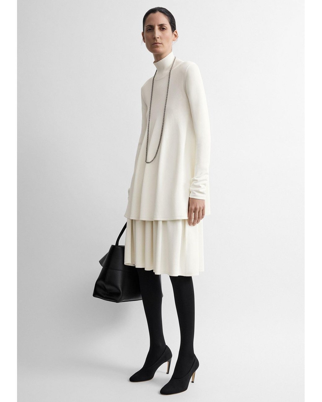 Totême White Crepe Turtleneck Top