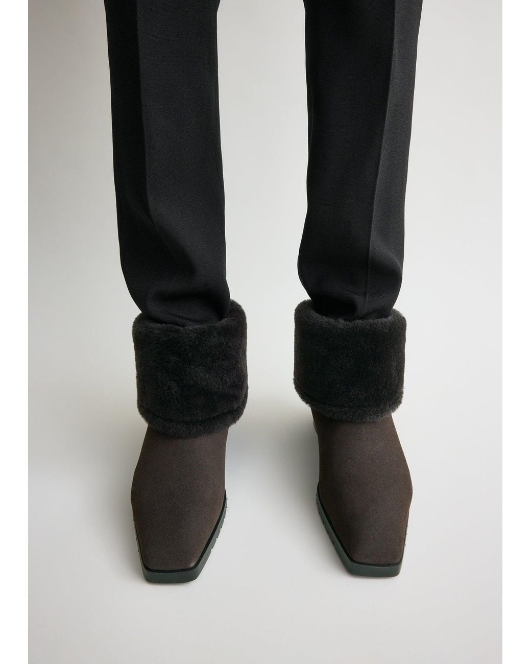 Totême Black Fold-Down Shearling Boots