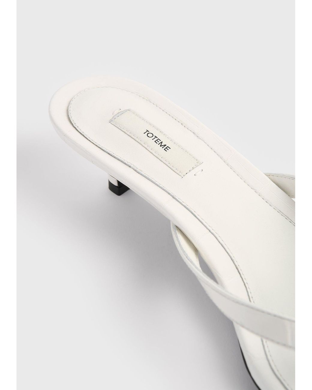 Totême  White Croco-Embossed Heeled Flip Flops