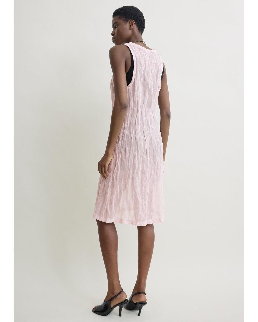 Totême  Pink Crinkled Gauze Tank Dress