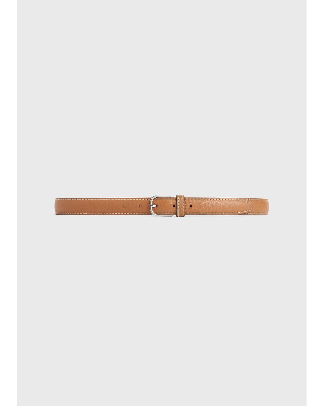 Totême White Slim Grained-Leather Belt