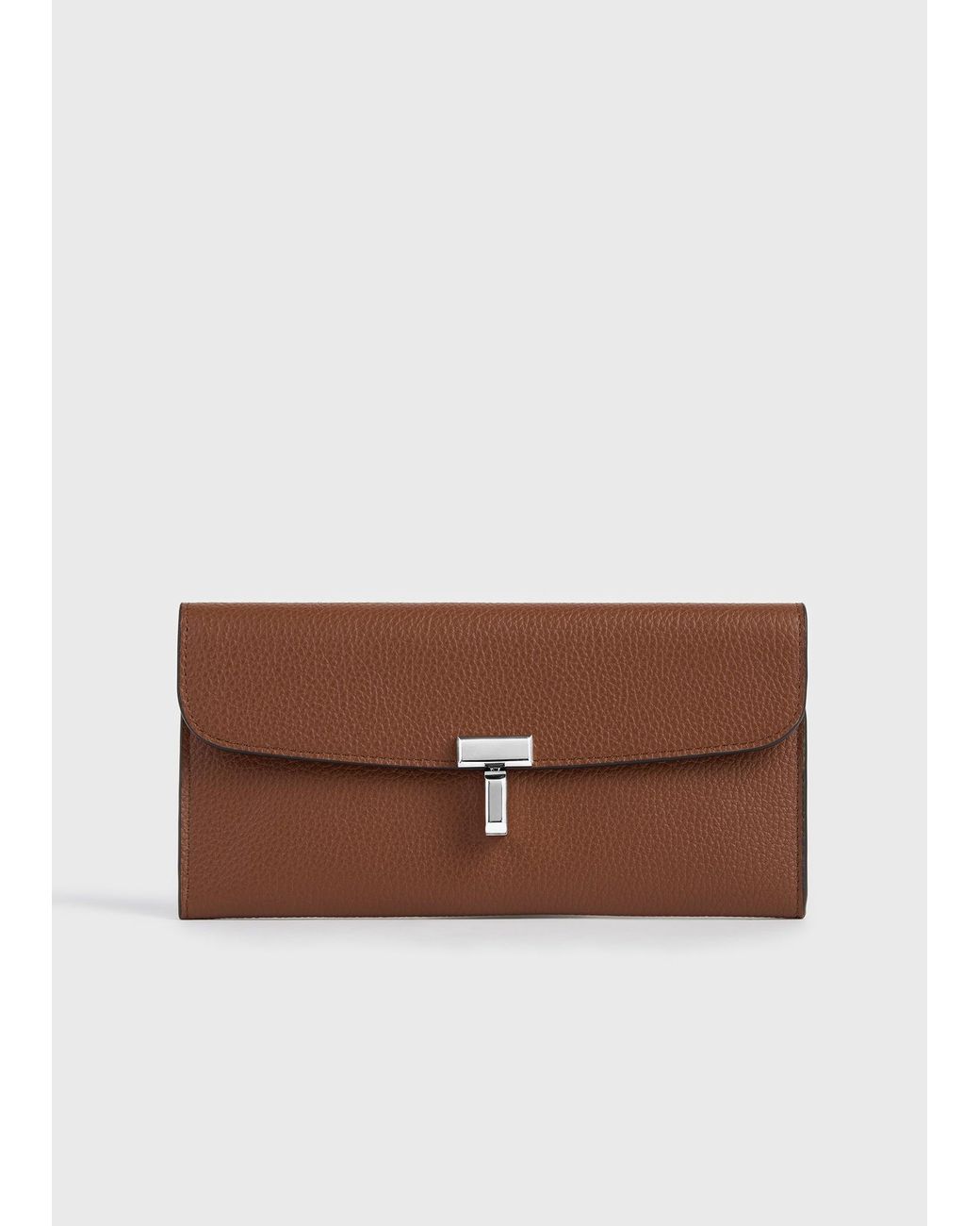 Totême Brown T-Lock Grained-Leather Wallet