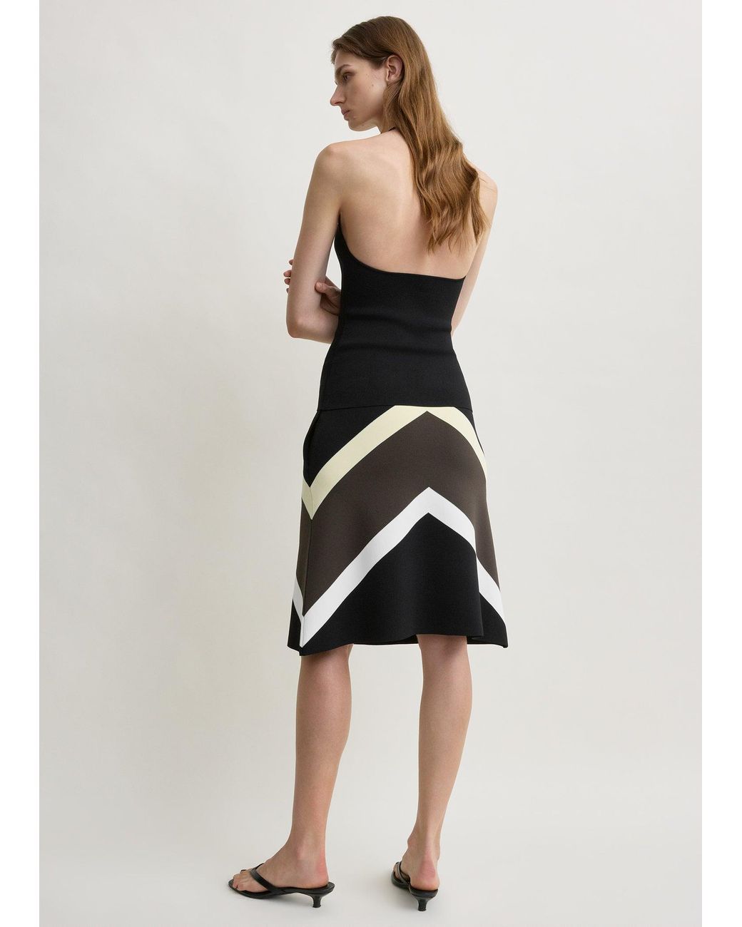 Totême White Chevron Stripe Skirt