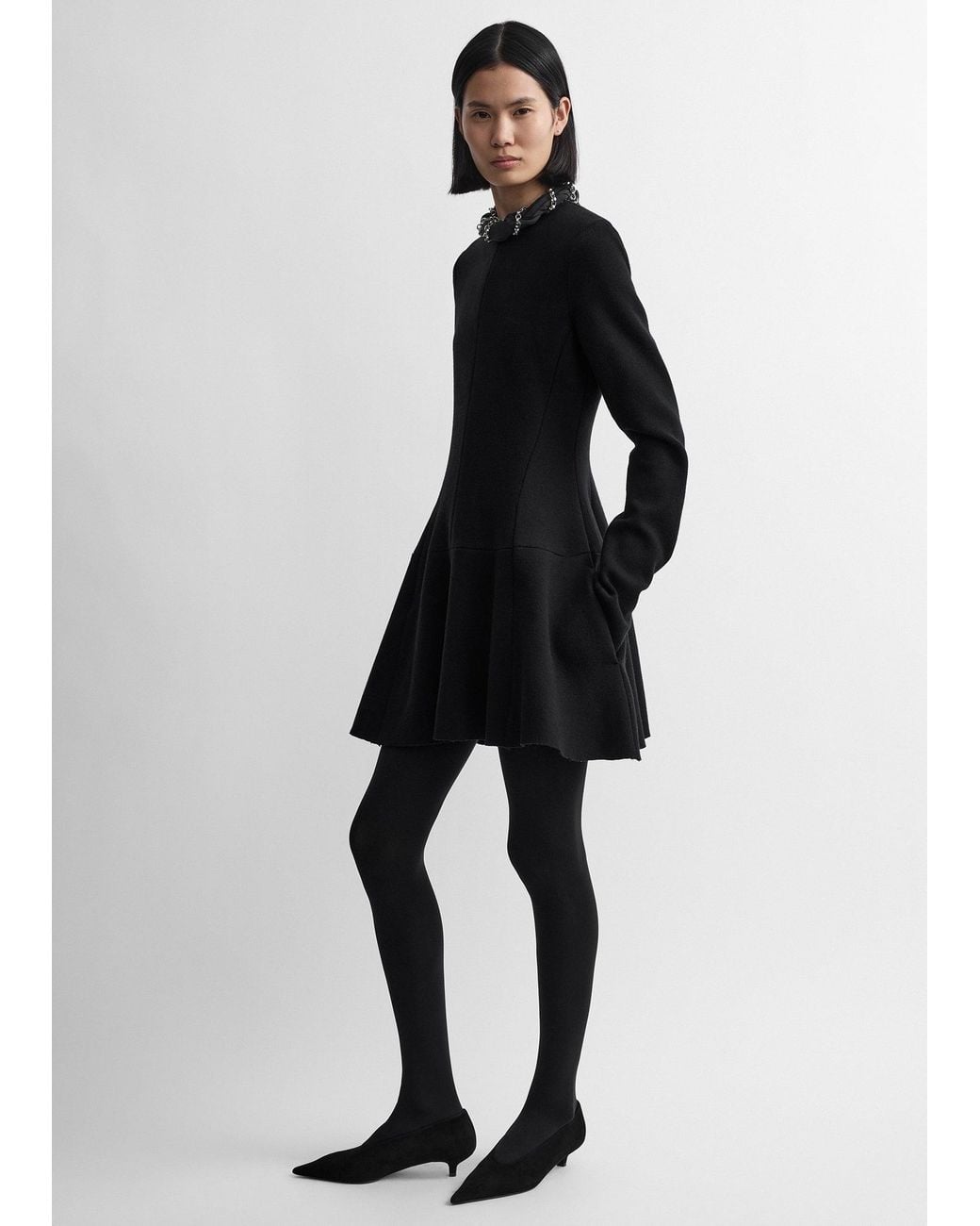 Totême Black Wool Skater Dress