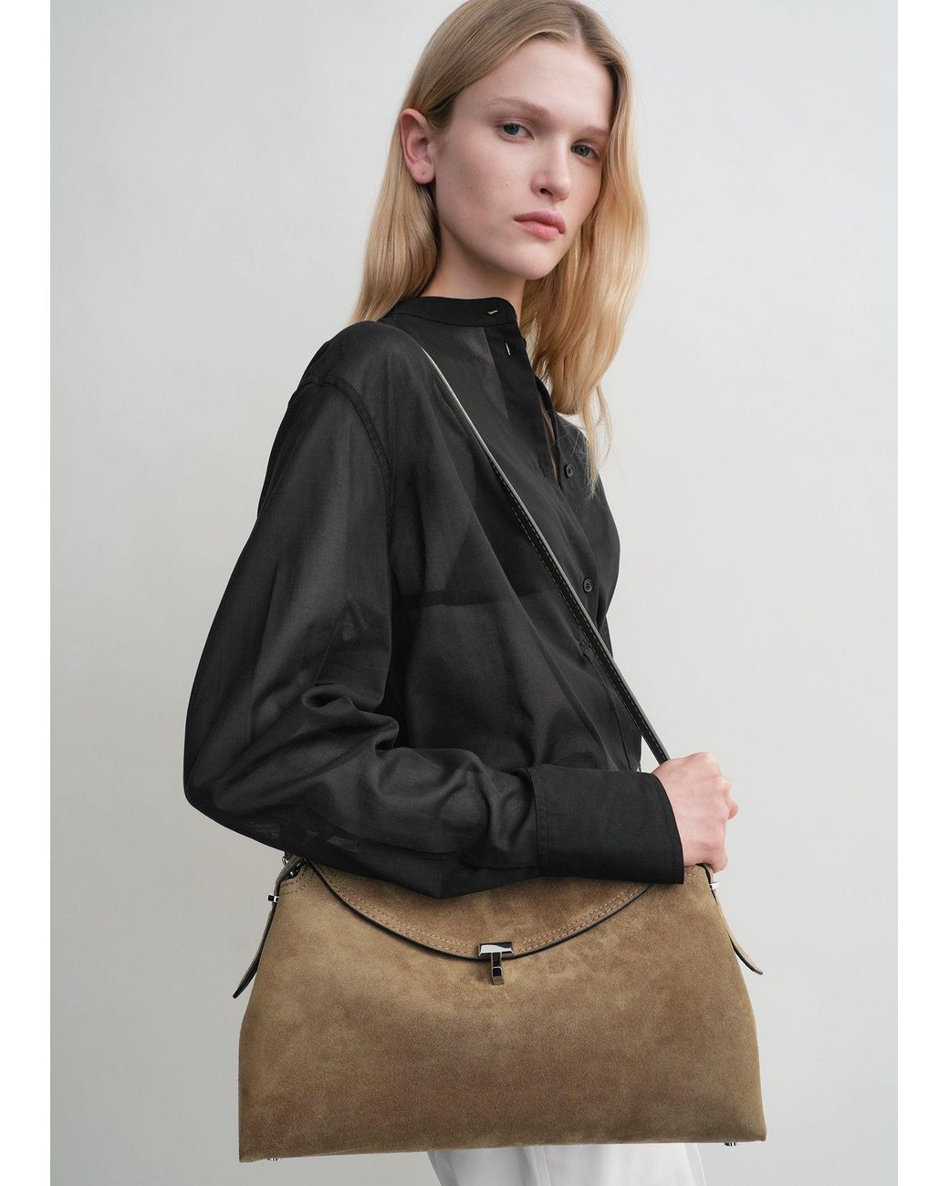 Totême Natural T-Lock Suede Top Handle