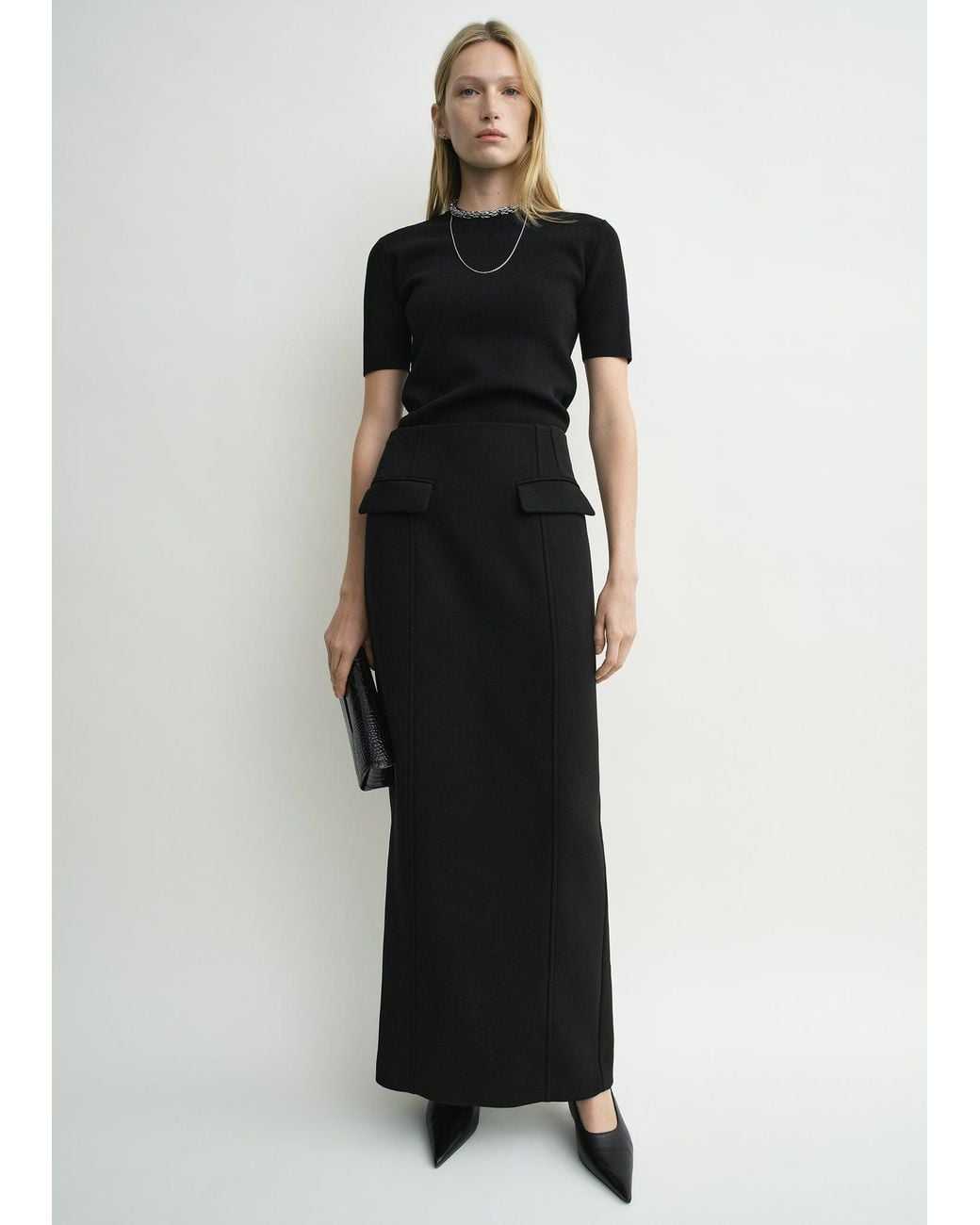 Totême Black Pocket Suit Skirt