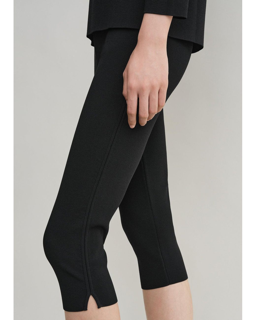 Totême Black Compact Knit Capri Trousers