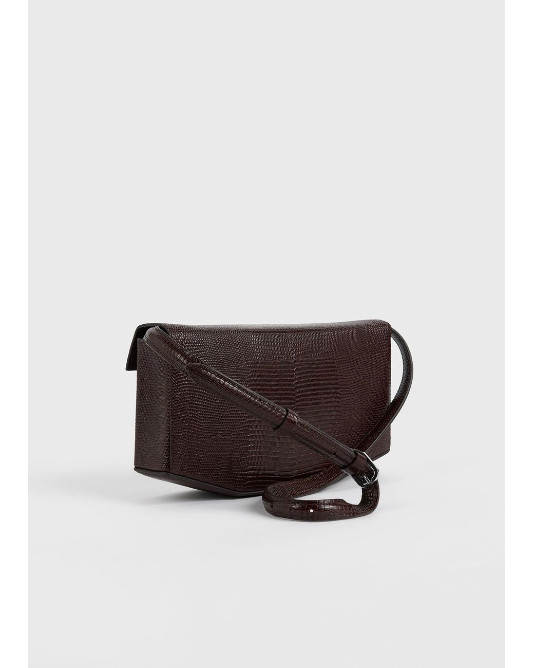 Totême  White Clip Lizard-Embossed Clutch