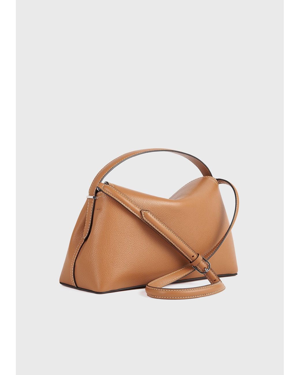 Totême Natural T-Lock Grained-Leather Top Handle Tan