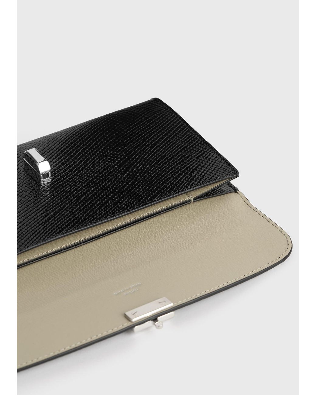 Totême Black T-Lock Palmellato-Patent Wallet