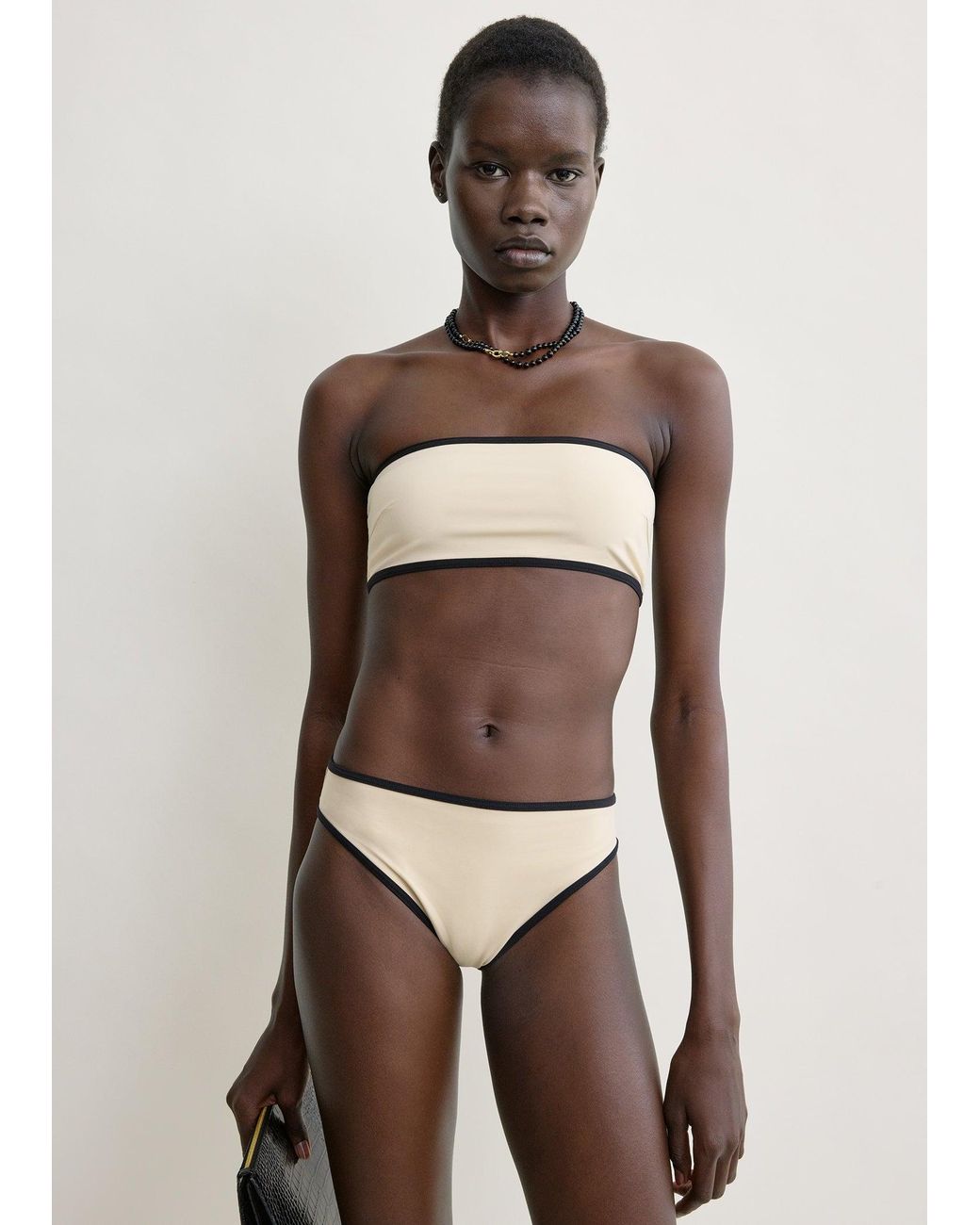 Totême White Stripe Edge Bikini Bottoms